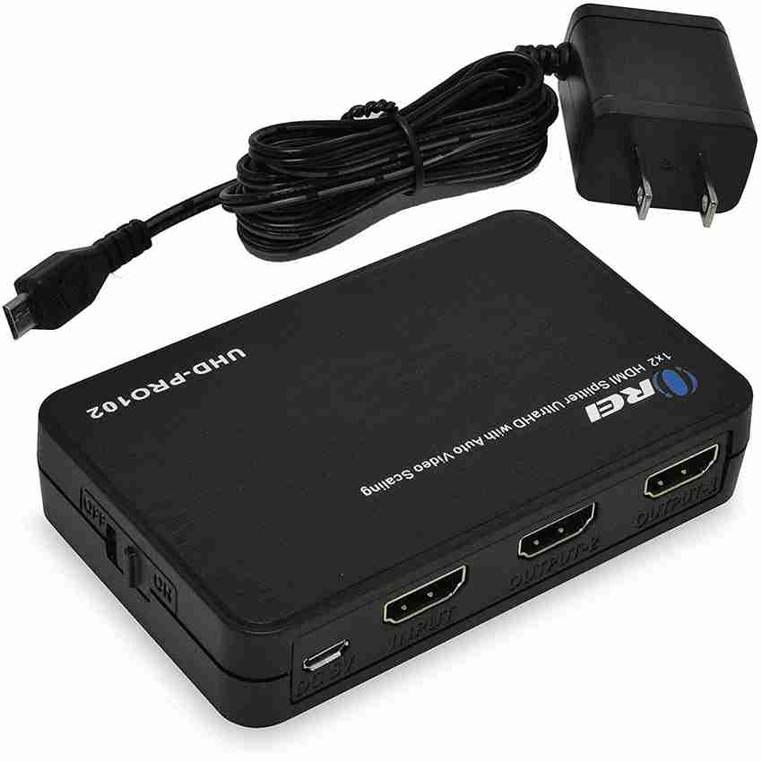 OREI 4K 1x2 HDMI Duplicator Splitter with Scaler 2 Ports with