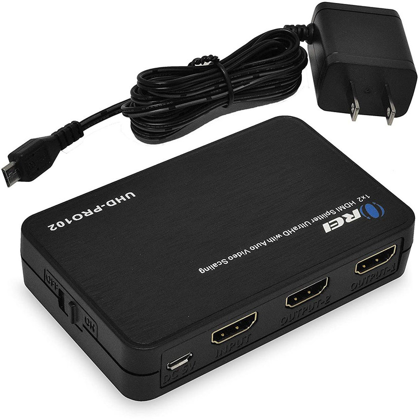 OREI 4K 1x2 HDMI Duplicator Splitter with Scaler 2 Ports with