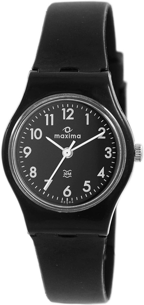 Maxima black best sale analog watch