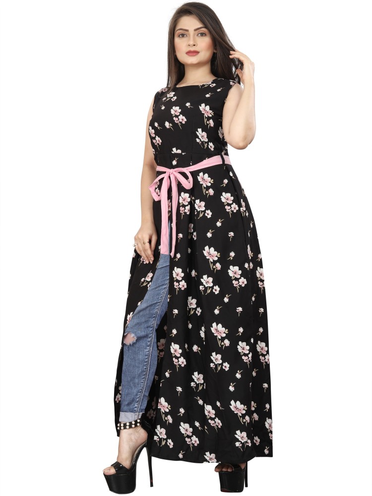 Buy online Black Floral Printed Fit & Flare Maxi Dress from western wear  for Women by Trillmixa for ₹1099 at 27% off