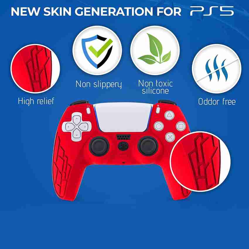 PSS Skin for PS5 Controller Grips, Silicone Case Cover for Playstation 5  Anti-Slip Protector with 2pcs Thumb Joysticks Caps (Red) Gaming Accessory  Kit - PSS 