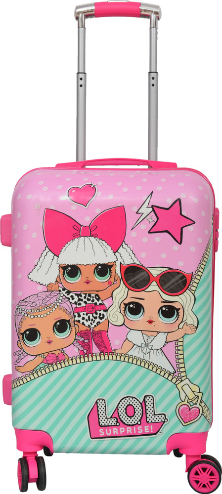 D Paradise Kids Cartoon Print LOL 20 INCHES Luggage Travel Suitcase for Kids Trolley Bag for Girls Cabin Suitcase 4 Wheels 20 inch Pink Price in India Flipkart