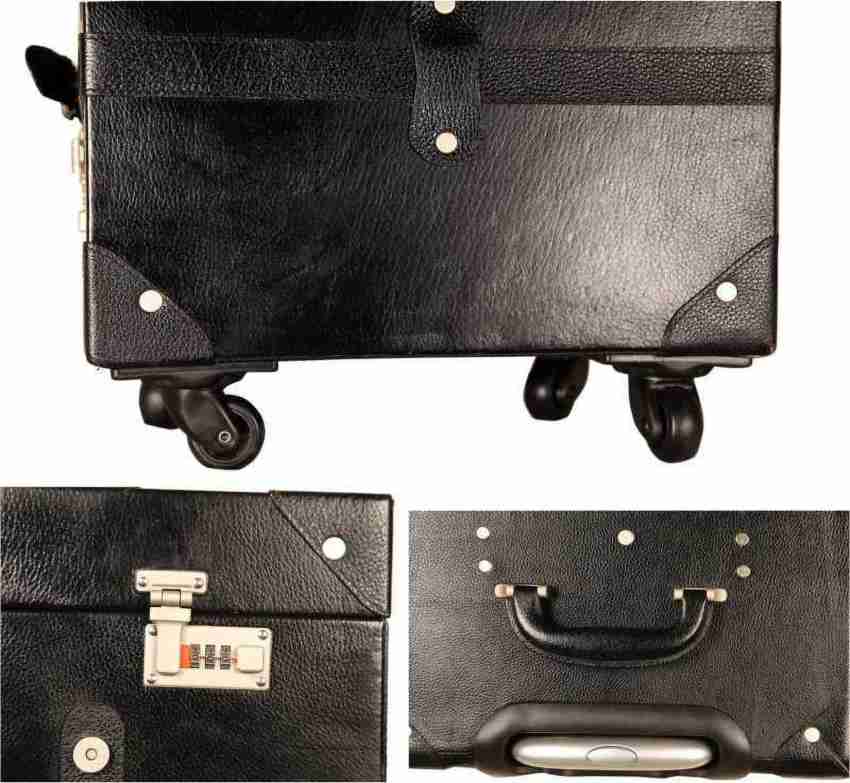 Black discount leather suitcase