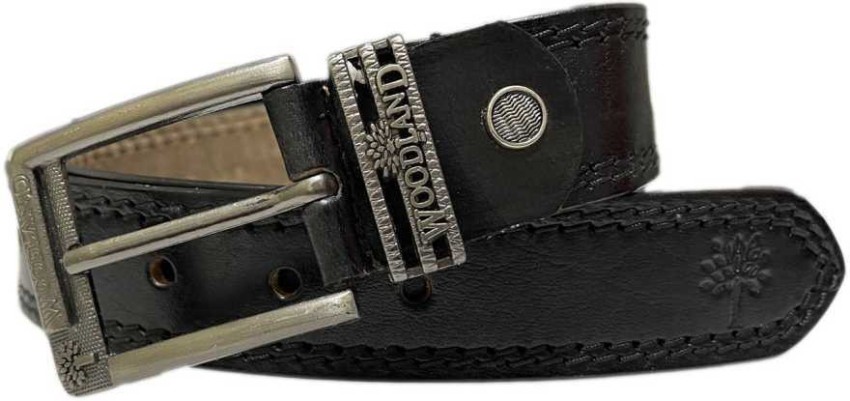 Men Black Solid Genuine Leather Belt