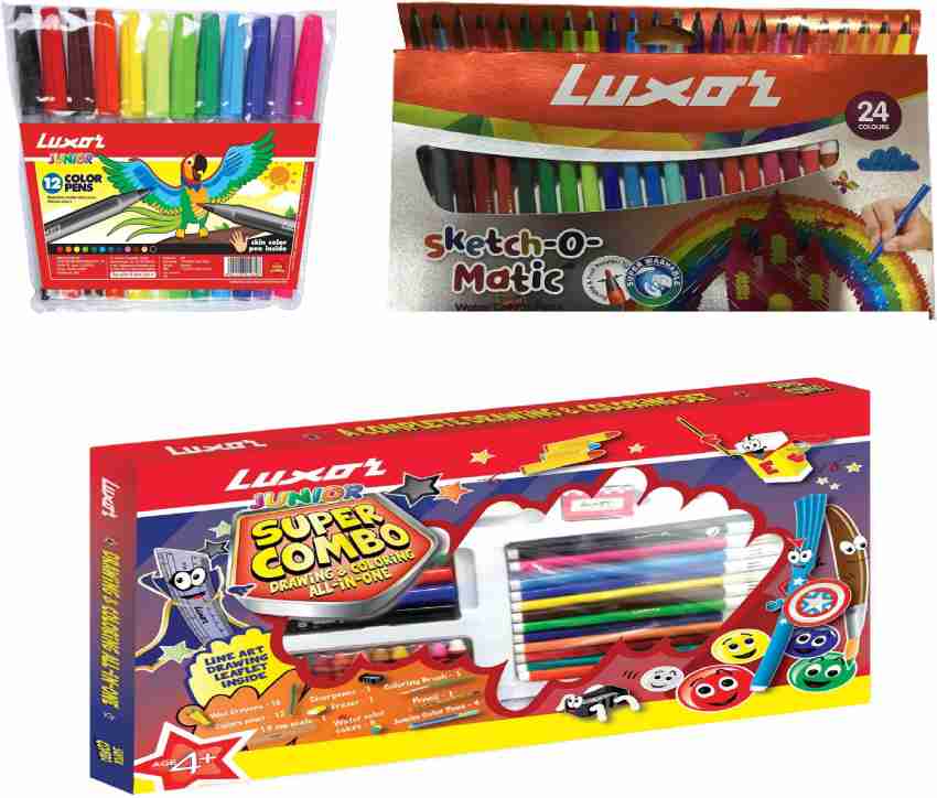 Luxor Sketch Pens ( Pack of 12 Vibrant Colours )
