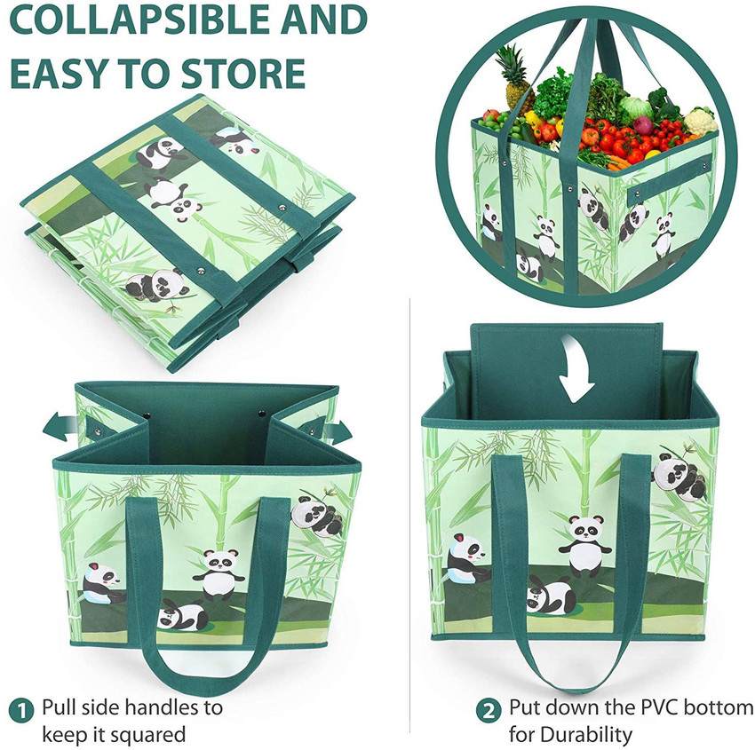 DOUBLE R BAGS Reusable Grocery Shopping Bags Boxes Totes Foldable Heavy Duty Water Resistant Collapsible Storage Box Baskets Bins for Groceries Toys Clothes Books Stand Upright Grocery Bag Price in In...