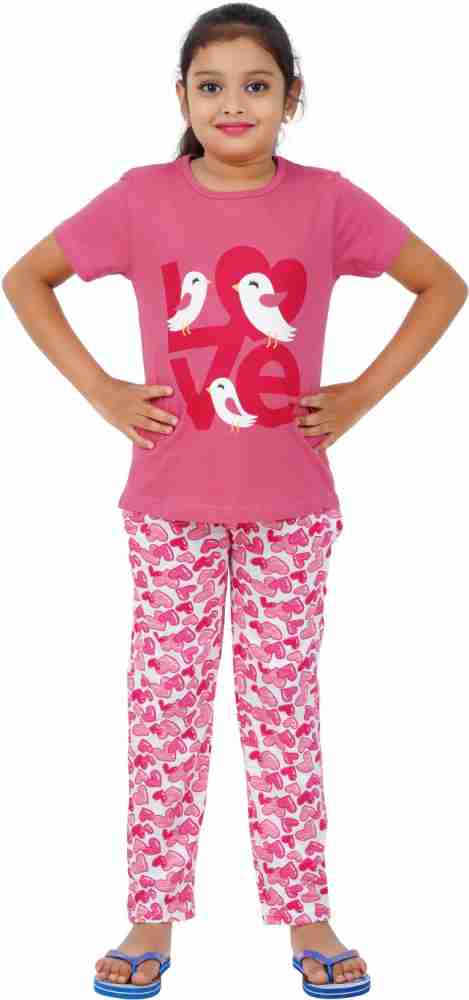 Casual Dress T-Shirt Capri Set for Girls 2-10 Years Three Quarter capri  Pant 