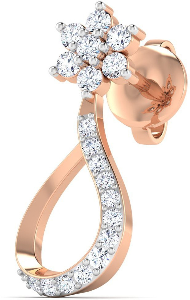 LORDS JEWELS Hanging Flower Diamond Earring Rose Gold 14kt Diamond