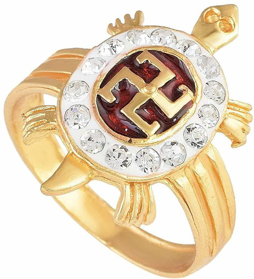 Mahakaal Jewels Gold Plated CZ Studded Swastik Swastika Symbol on