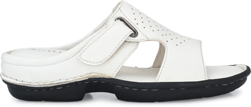 White leather online sandals