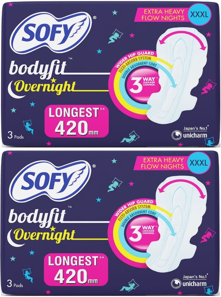 SOFY XXXL 3+3=6 Bodyfit Overnight Sanitary Pads Sanitary Pad, Buy Women  Hygiene products online in India