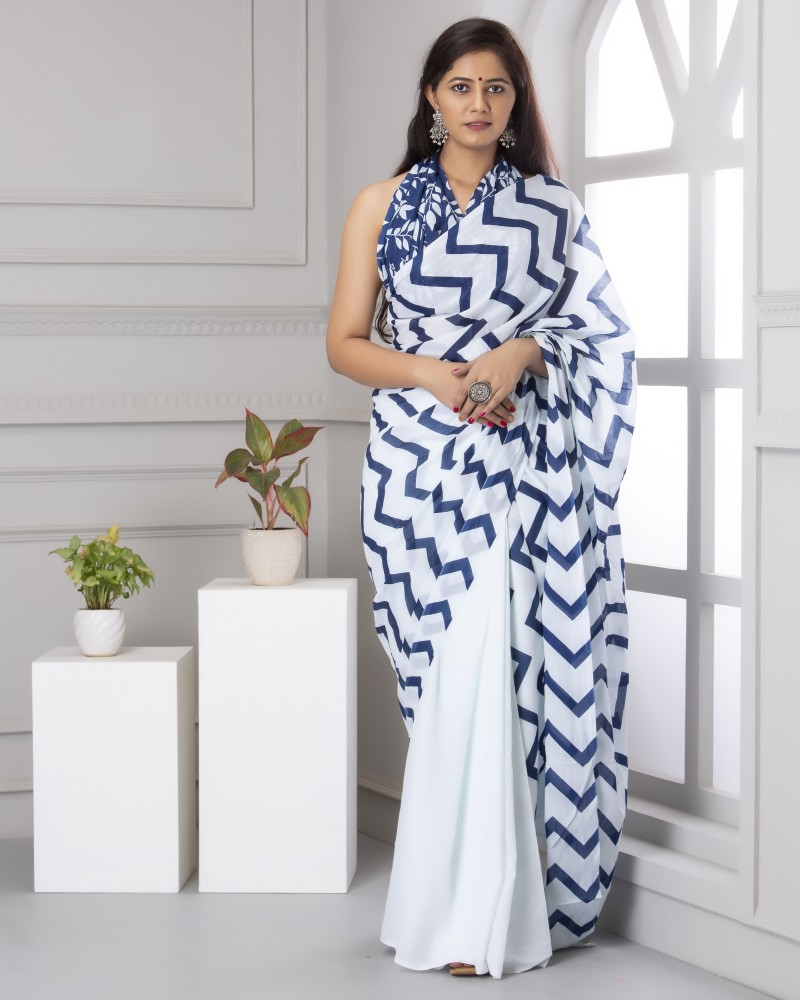Buy Fabindia Checkered Daily Wear Pure Cotton White, Black Sarees Online @  Best Price In India | Flipkart.com
