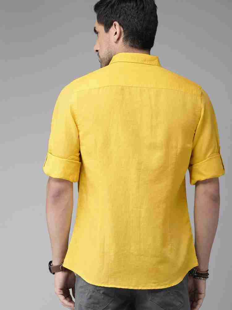 Roadster Men Solid Casual Yellow Shirt - Buy Roadster Men Solid