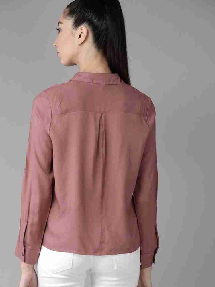 Roadster Women Solid Casual Purple Shirt - Buy Roadster Women Solid Casual  Purple Shirt Online at Best Prices in India