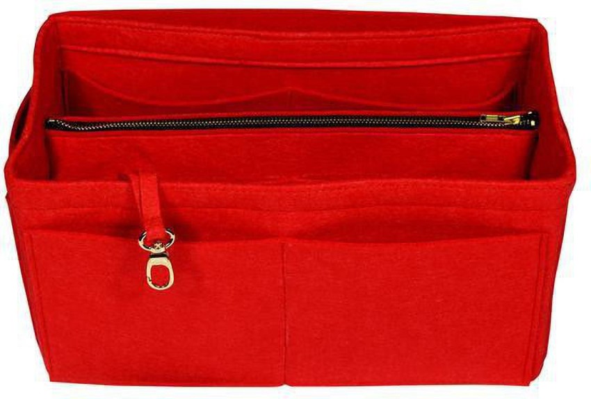 Oon Purse Organizer Felt Purse & Tote Bag In Bag Insert Medium Size With Multi Pocket For Utility Red Multipurpose Bag