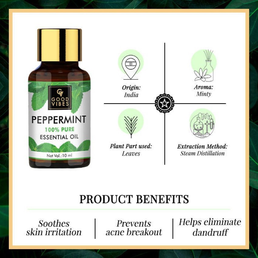 GOOD VIBES 100% Pure Peppermint Essential Oil (10 ml) - Price in India, Buy GOOD  VIBES 100% Pure Peppermint Essential Oil (10 ml) Online In India, Reviews,  Ratings & Features