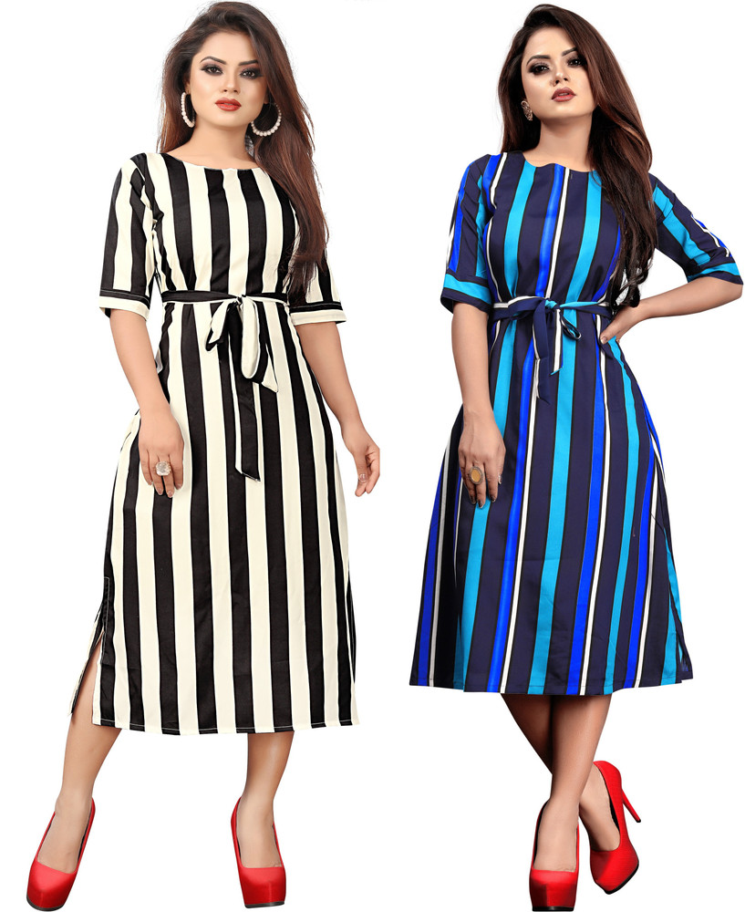 pavitra fashion Women A line White Blue Dress Buy pavitra