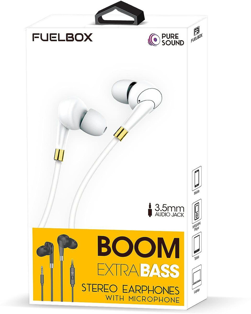 FuelBox BOOM Extra BASS 3.5mm Earphone 1.2m for Mobile Tablet