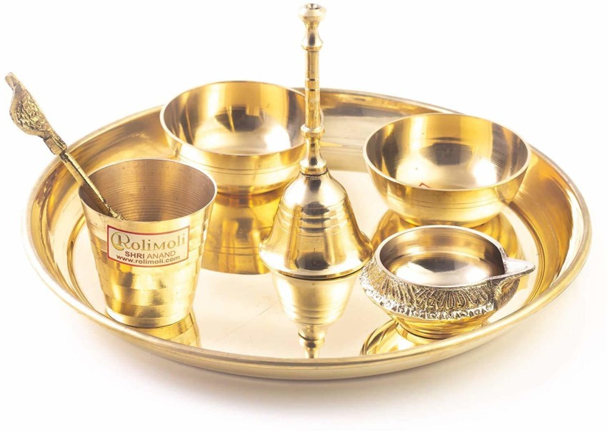 RUDRANSH Brass Pooja thali Set for Mandir Temple Festival Puja Thali for  Home, Office, Wedding Brass Price in India - Buy RUDRANSH Brass Pooja thali  Set for Mandir Temple Festival Puja Thali