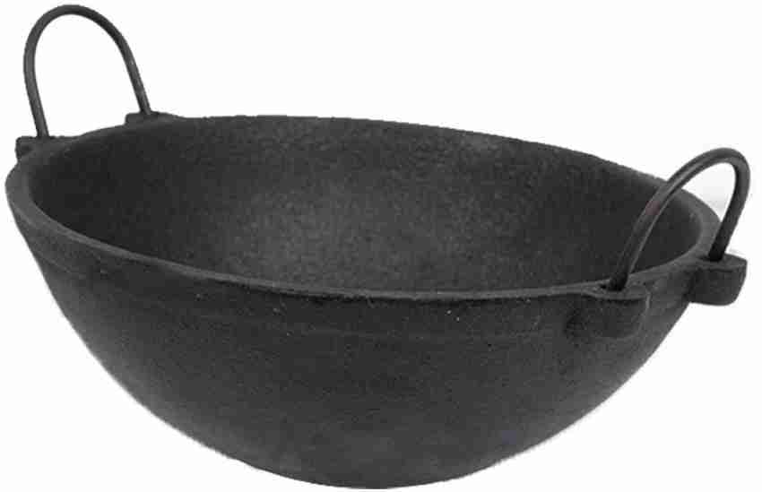 Cast Iron Kadai Set Kadhai for Cooking Wok Cooking Pot Set 1.2 ltr & 2.5 Ltr