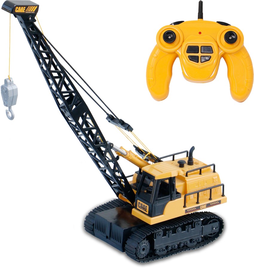 FIDDLERZ RC Remote Control Crane Tractor Toy Battery Powered Radio Control  Construction Crane & Heavy Metal Hook With Weight Music Sound Engineering  Truck - Yellow - RC Remote Control Crane Tractor Toy