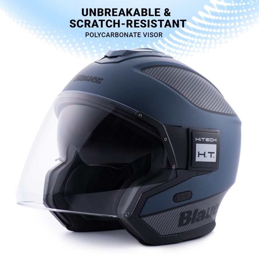 Steelbird Blauer Solo ISI ECE Certified Open Face Helmet Motorbike