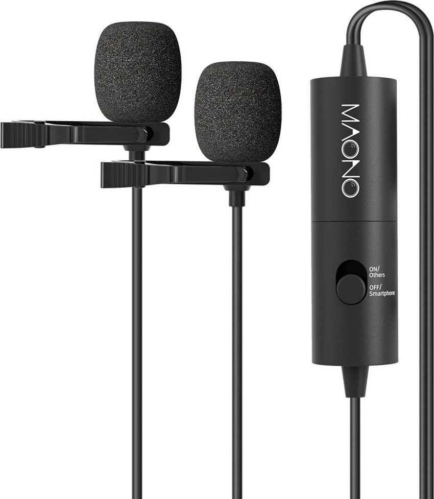 MAONO AU-200 Dual Collar Lavalier Microphone, Condenser Clip on Mic for   Recording, Mobile phone, pc Microphone - MAONO 