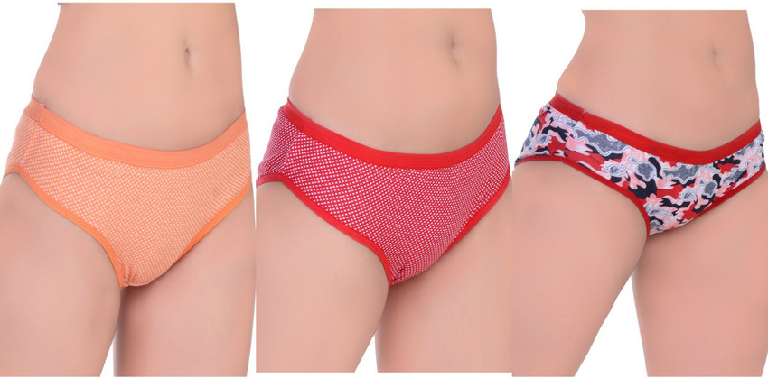 Buy YOUNKY Combo Pack of 3 Cotton Printed Hipster Panty for Women -  Brief-299, Red