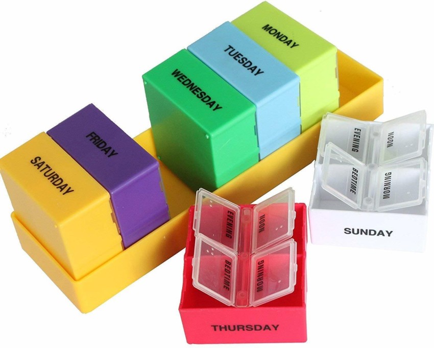 1pc Detachable 7 Days Pill Box With 8 Compartments