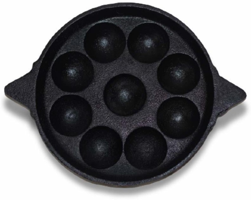 70'S KITCHEN Paniyaram Pan Cast Iron Flat Bottom Tawa 12 Cavity/Hole Appe  pan paniyarakkal, Works with Gas,Black Paniarakkal 1.2 L capacity 21.8 cm  diameter Price in India - Buy 70'S KITCHEN Paniyaram