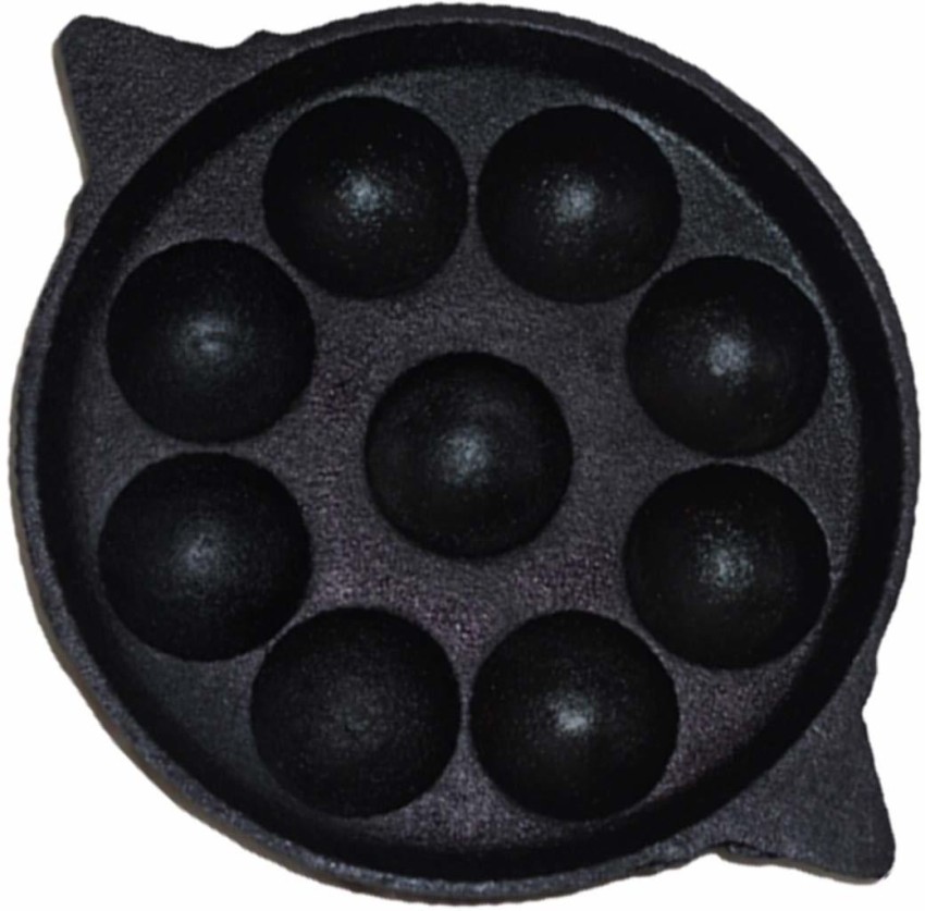 ELITE Black Paniyaram Pan Cast Iron, Round, Capacity: 7 Cavity
