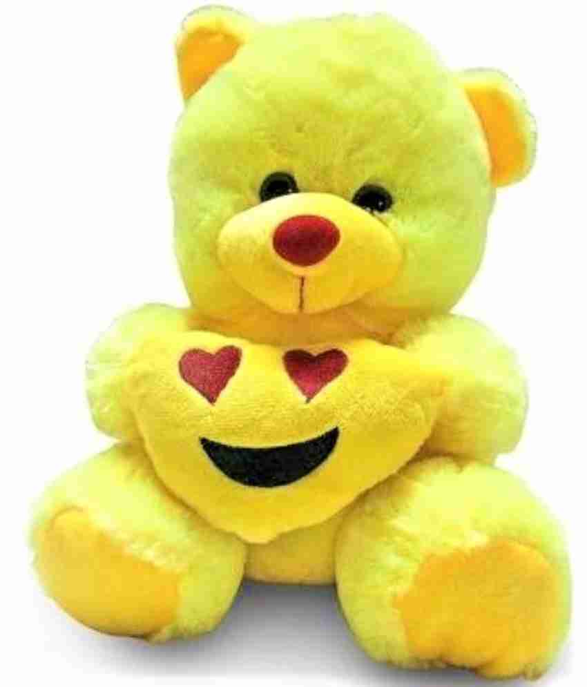 Galaxy World Cute Yellow Teddy Bear with Smiley Emoji for Girls Boys Kids Couple for Gift 10 cm Cute Yellow Teddy Bear with Smiley Emoji for Girls Boys Kids Couple for Gift