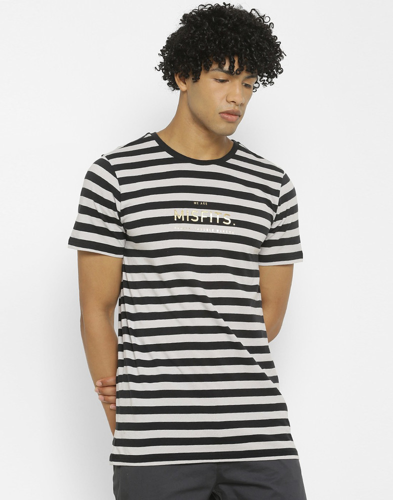 Black and white striped t shirt flipkart sales