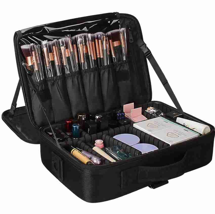 Nylon Professional Makeup Cosmetic Makeup Kit Storage Organizer Travel  Toiletry Vanity Bag with Adjustable Compartment