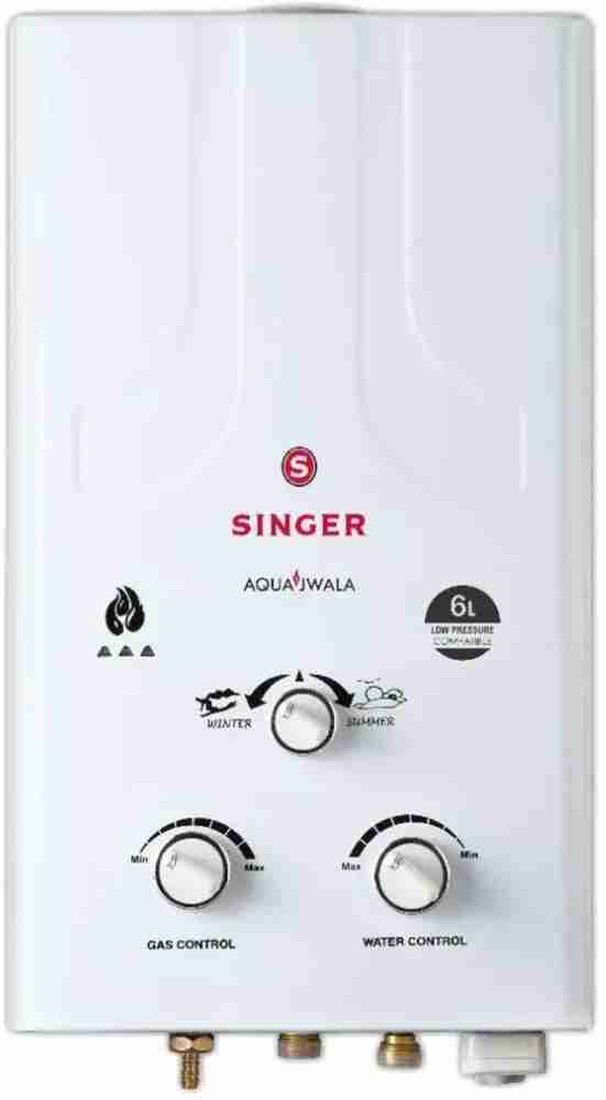 Singer 6 L Gas Water Geyser (Aqua Jwala, White) Price in India - Buy Singer  6 L Gas Water Geyser (Aqua Jwala, White) online at Flipkart.com