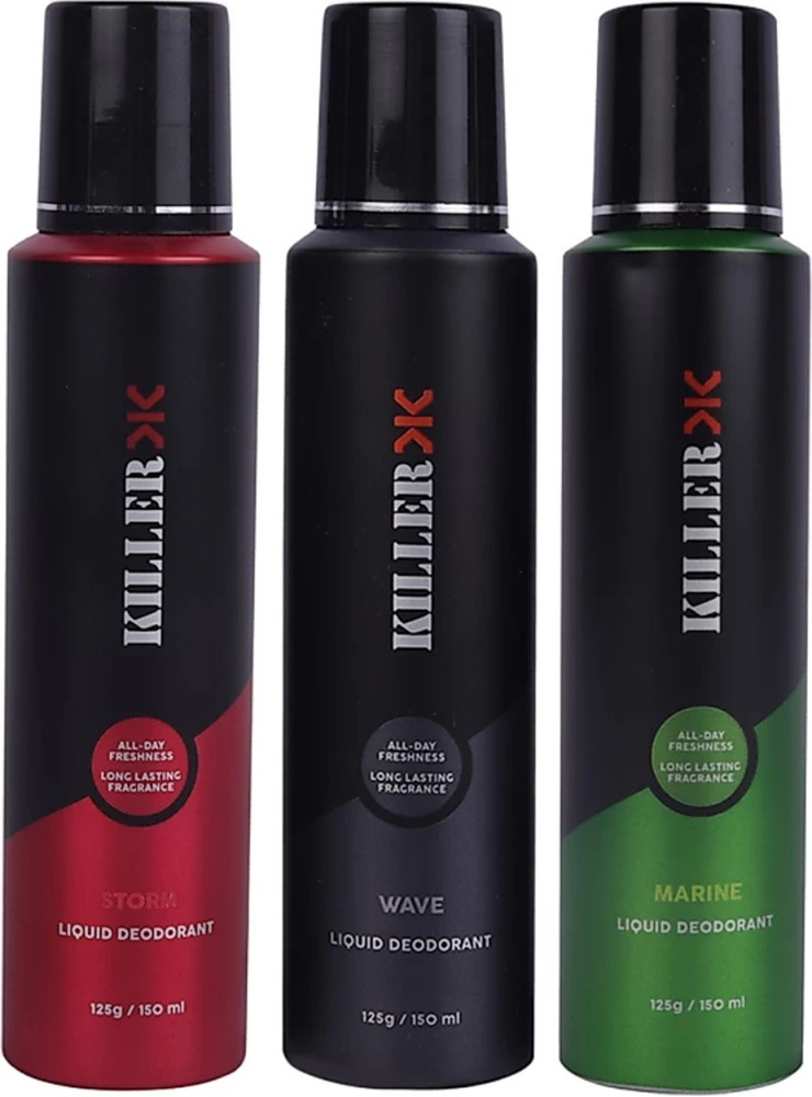 KILLER Wave storm marine Deodorant Spray For Men 150 ml Pack of 3 Body Spray For Men Women