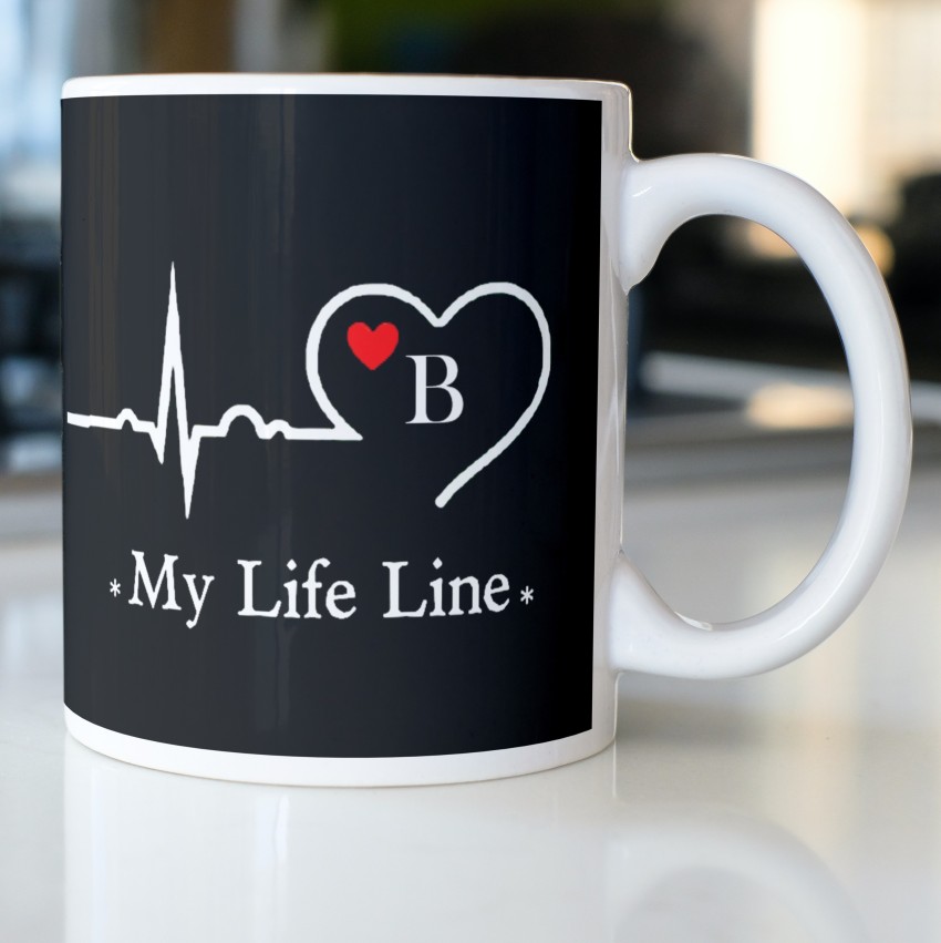 SHREENKRAFT My Life Line B Heart Printed Ceramic Ceramic Coffee Mug Price  in India - Buy SHREENKRAFT My Life Line B Heart Printed Ceramic Ceramic  Coffee Mug online at