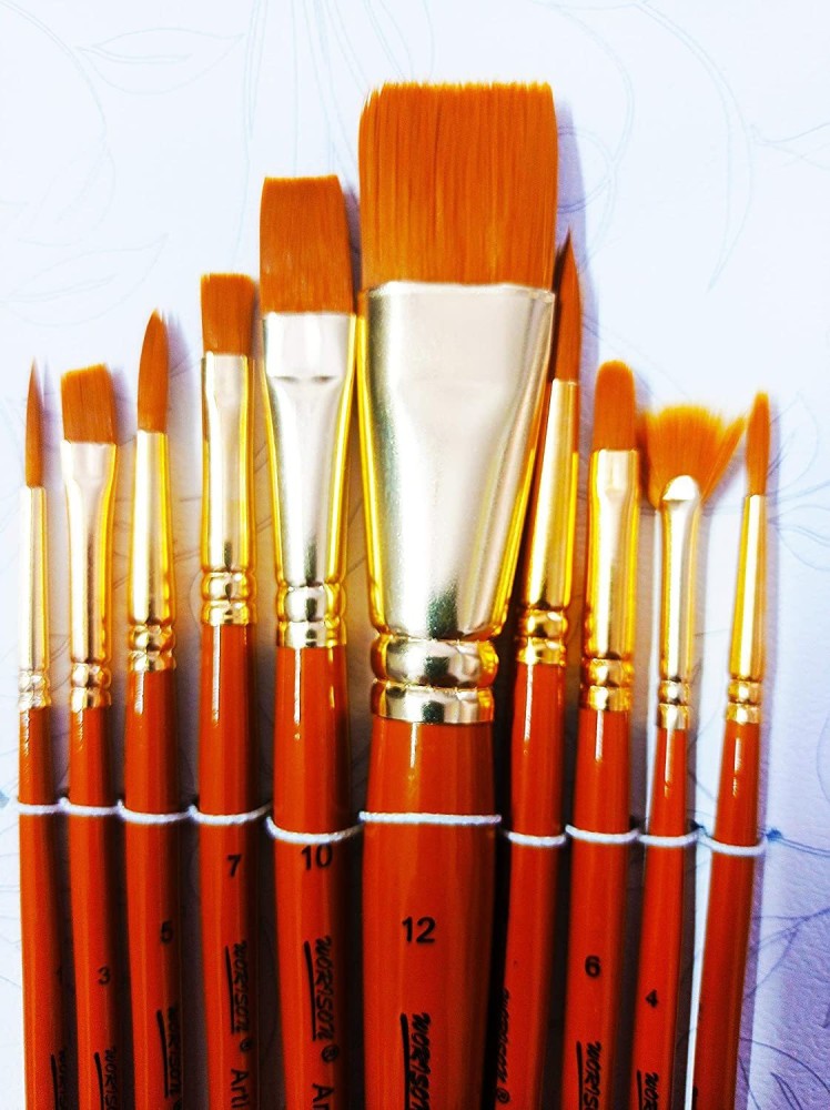 Synthetic Flat Painting Brush Set of 4pc for Watercolor & Acrylic