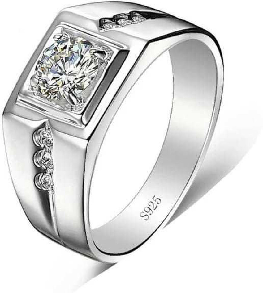 SILVERSHOPE Hot Sale Moissanite Diamond Mens 925 Original Silver Fashion Ring Gay Finger Moissanite Engagement Ring jewellery Silver Diamond Rhodium Plated Ring Price in India Buy SILVERSHOPE Hot Sale...