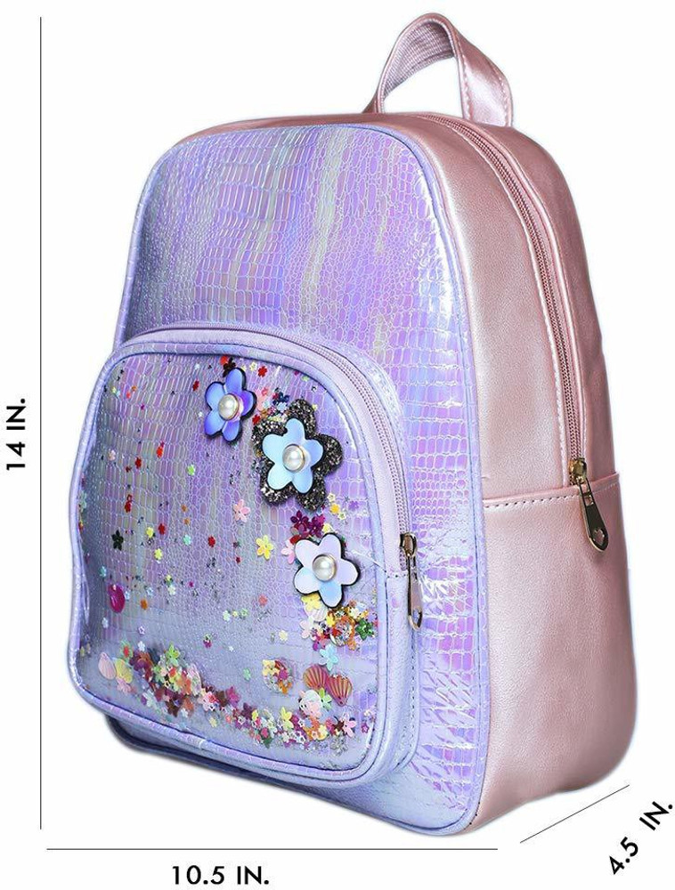 Flipkart JIMPLEI Three Flower Glitter Bag for Kids Girls with 3 pockets School Bag School Bag