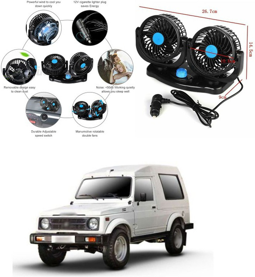 Car fan with outlet cigarette lighter plug