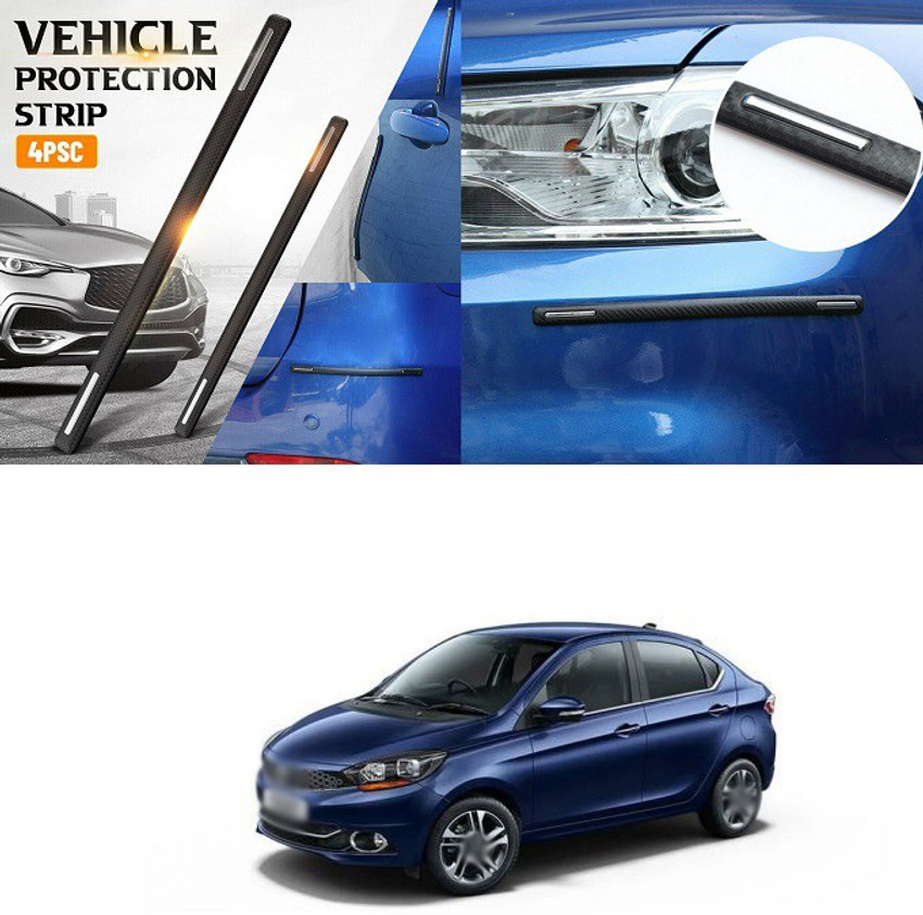 PRTEK 4pcs Car Accessories Bumper Corner Guard Cover Anti Scratch Protector Sticker Universal Car Front Rear Corner Bumper Guard Protector Compatible With Tata Tigor Car Beading Roll For Window Bumper...