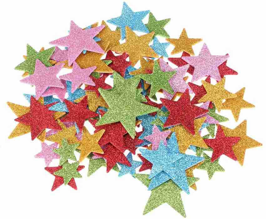  Glitter Star Foam Stickers - Sparkly Gold and Silver