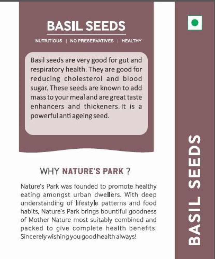 Nature s Park Roasted Basil Seeds Tukmaria Seed Sabja Seed Pet