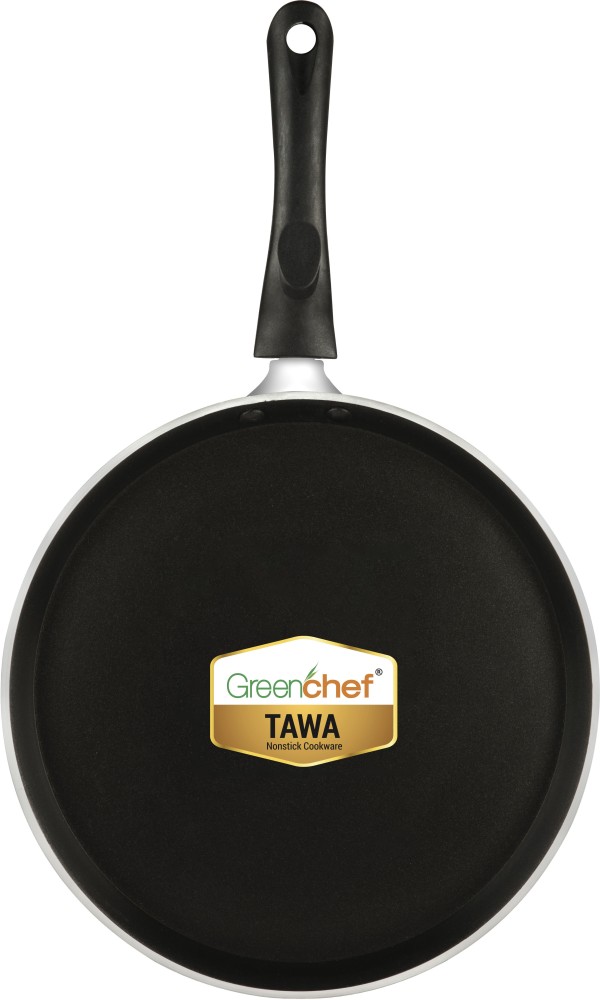 Aluminum Non-Stick Hard-Anodized Roti Tawa Griddle Pan with Riveted Handle  - 25cm, Grey