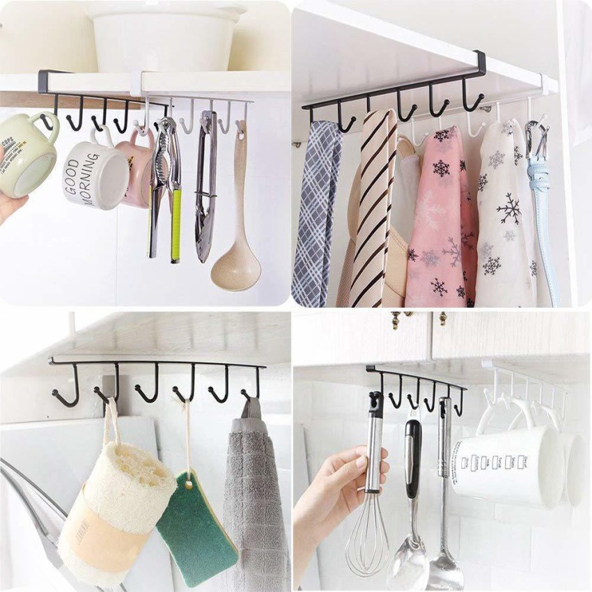 Kitchen Hanger Kitchen Storage Rack Cupboard 6 Hooks Under