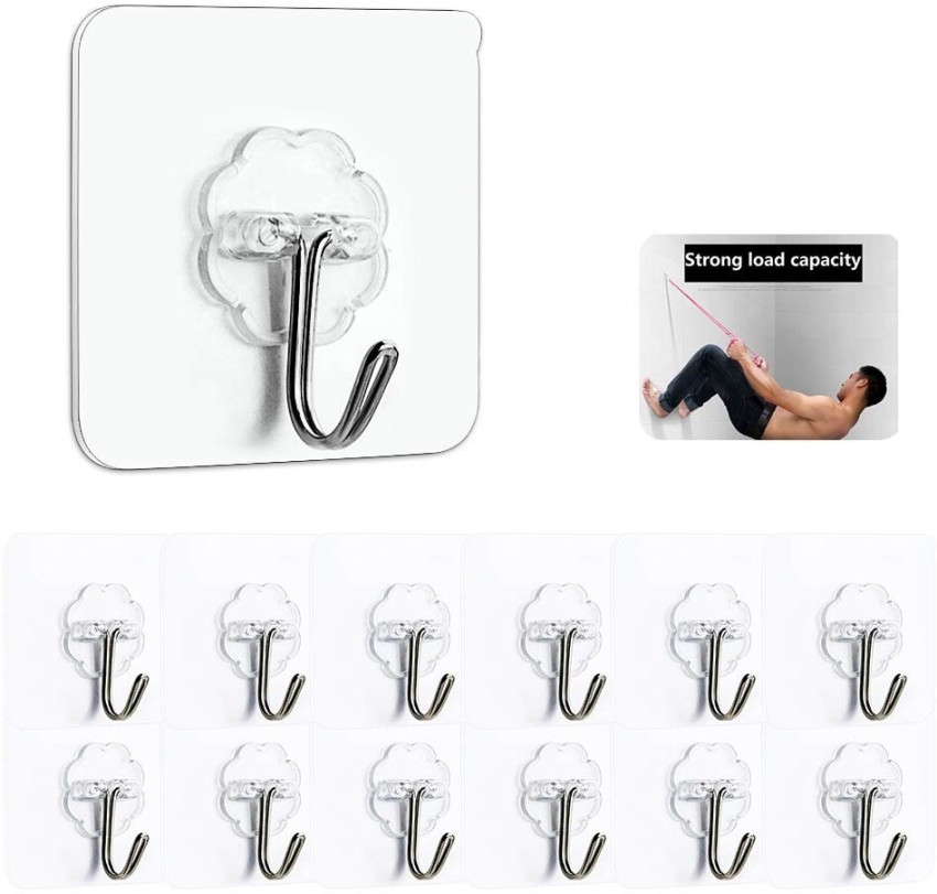 Wishland Self Adhesive Wall Hooks, Heavy Duty Sticky Hooks for Hanging 10KG  (Max), Waterproof Transparent Adhesive Hooks for Wall Hook 12 Price in  India - Buy Wishland Self Adhesive Wall Hooks, Heavy