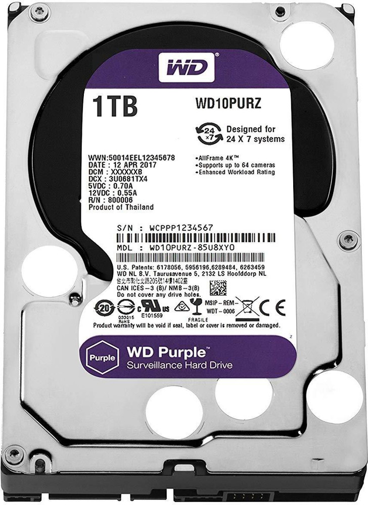 WD Purple Surveillance 1 TB Surveillance Systems Internal WD Purple Surveillance 1 TB Surveillance Systems Internal