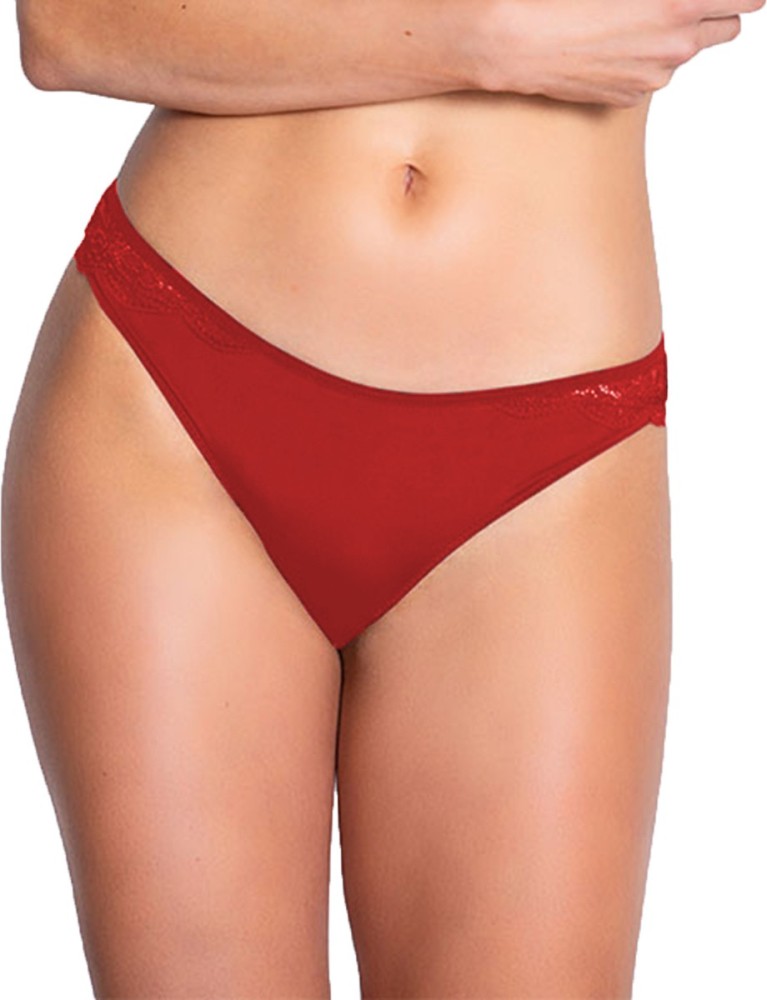 Buy Prettycat Women Red Polyester Bikini Panty (L) Online at Best