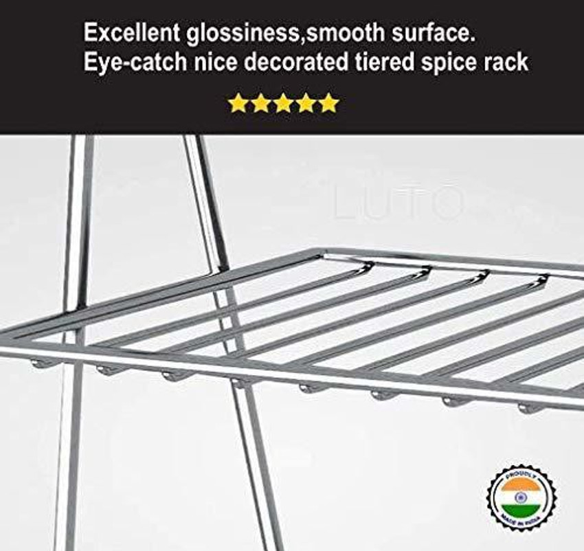 Vachan Creation Utensil Kitchen Rack Steel Stainless Steel Multipurpose 2 Tier Kitchen Rack Storage Shelf Spice Jar Rack Storage Rack for Kitchen Chrome Price in India Buy Vachan Creation Utensil Kitc...